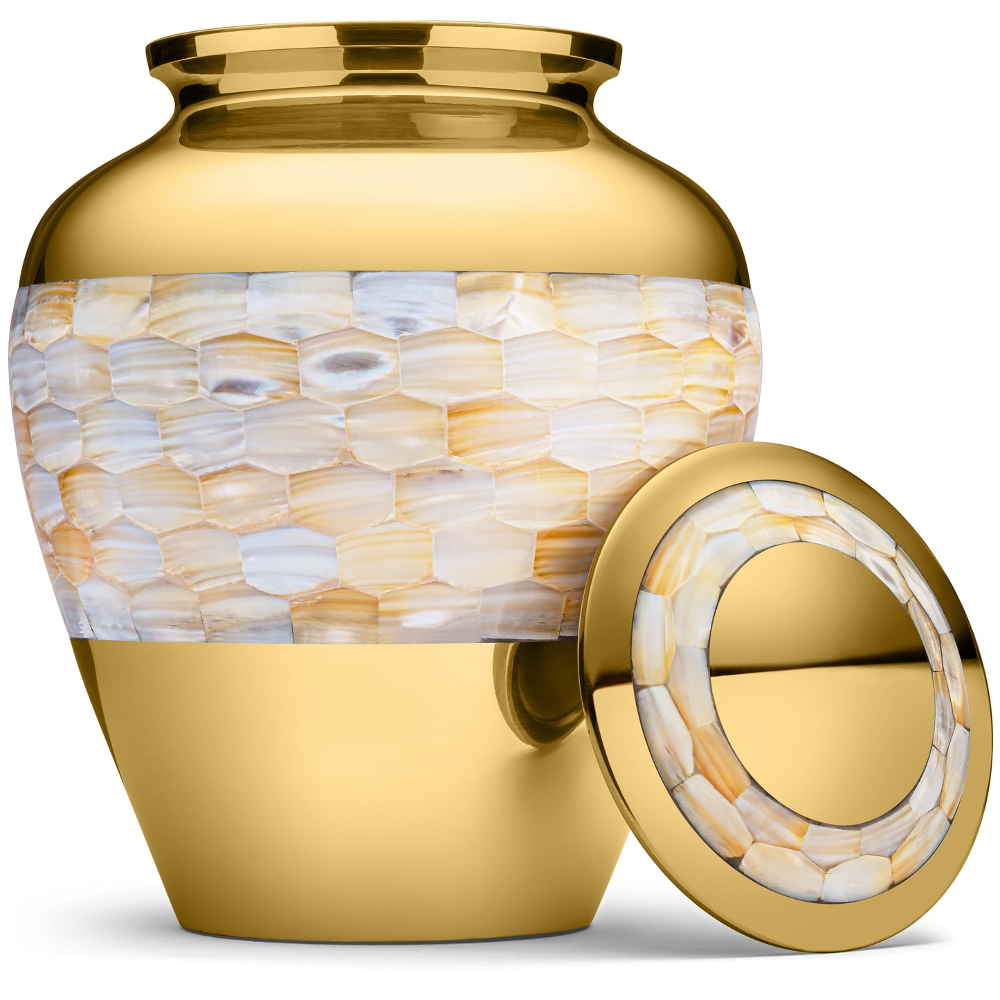 Gold Adult Mother of Pearl Cremation Urn for Ashes