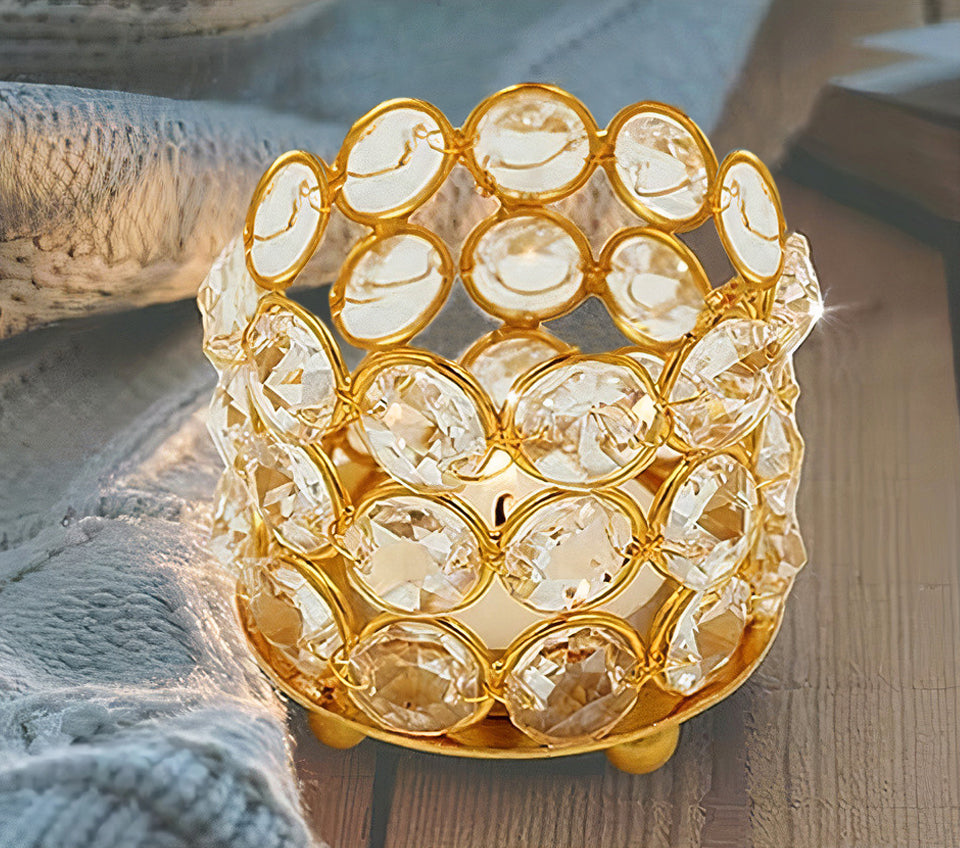 Set of 24 Gold Crystal Tealight Votive Candle Holders Centerpieces Decor