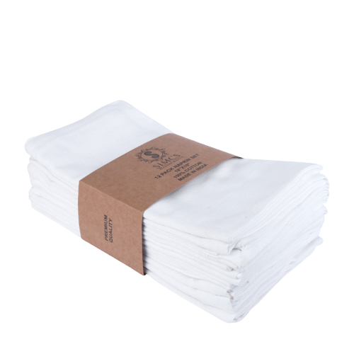 100% Pure Every Day Use Cotton Cloth Dinner Napkins Set Of 12 - Solid White 18 X 18 Inch