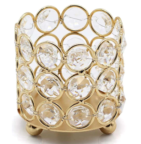 Set of 24 Gold Crystal Tealight Votive Candle Holders Centerpieces Decor
