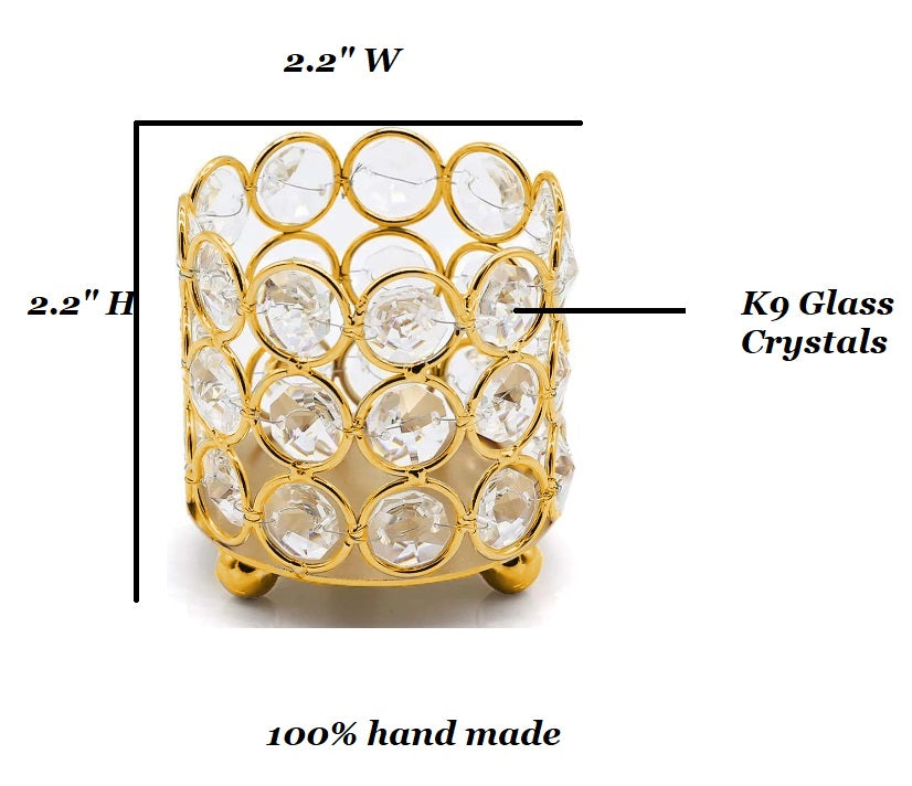 Set of 24 Gold Crystal Tealight Votive Candle Holders Centerpieces Decor