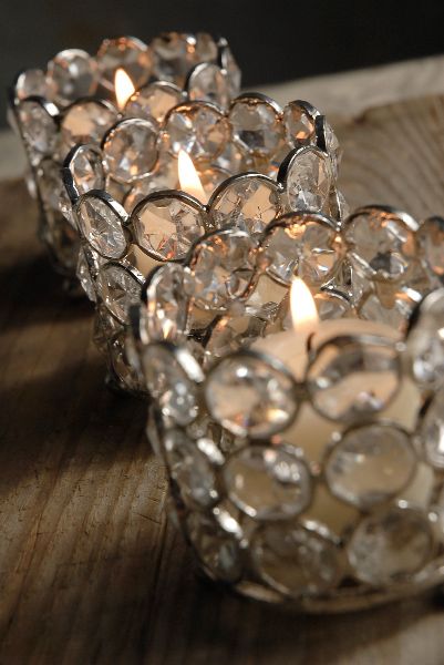 Set of 4 Piece Silver Crystal Tealight Candle Holders