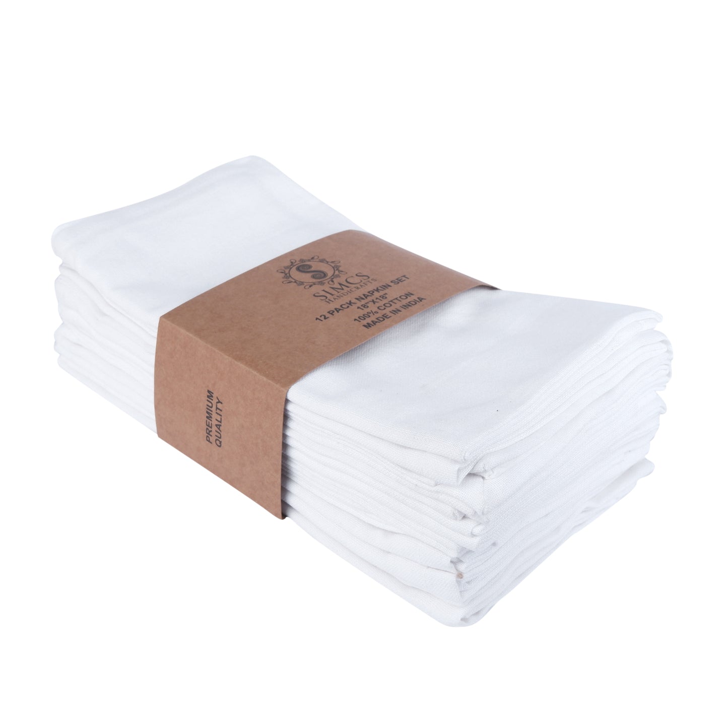 100% Pure Every Day Use Cotton Cloth Dinner Napkins Set Of 12 - Solid White 18 X 18 Inch