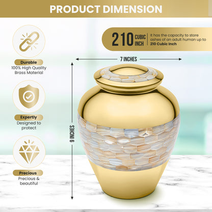 Gold Mother of Pearl Urn for Ashes Large Size