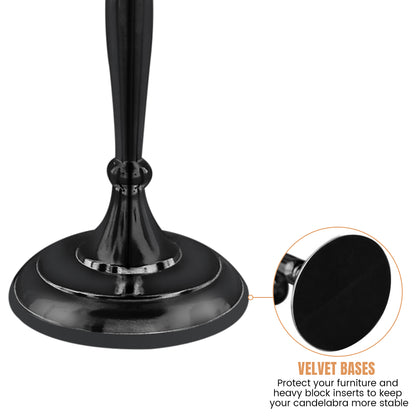 12" Inch Tall Black 5 Arm Candlestick Candelabra Candle Holder
