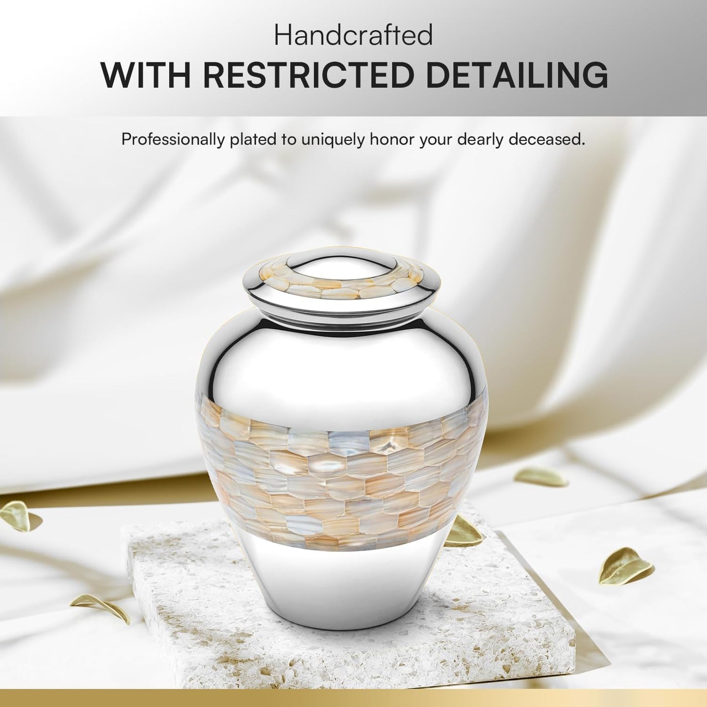 Silver Mother Of Pearl Urn for Ashes
