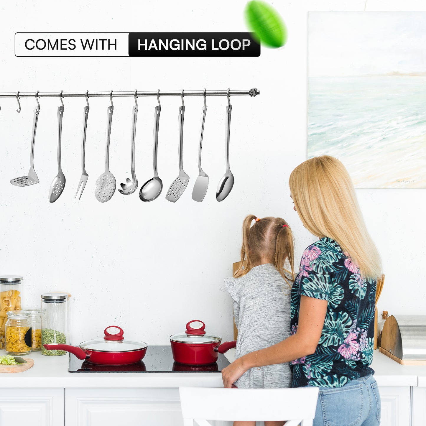 9 Pcs Stainless Steel Kitchen Cooking Utensils Set | Tools Gadgets 13" Inch large Sizes
