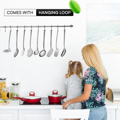 9 Pcs Stainless Steel Kitchen Cooking Utensils Set | Tools Gadgets 13" Inch large Sizes