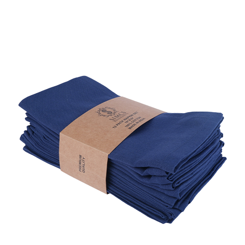100% Everyday Use Cotton Cloth Dinner Napkins Set Of 12-Solid Navy Blue 18 X 18 Inche