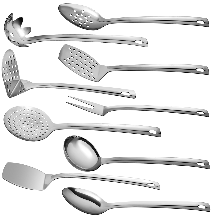 9 Pcs Stainless Steel Kitchen Cooking Utensils Set | Tools Gadgets 13" Inch large Sizes