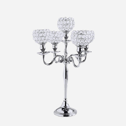 20 Inch tall 5 arm Crystal Globe Candelabras