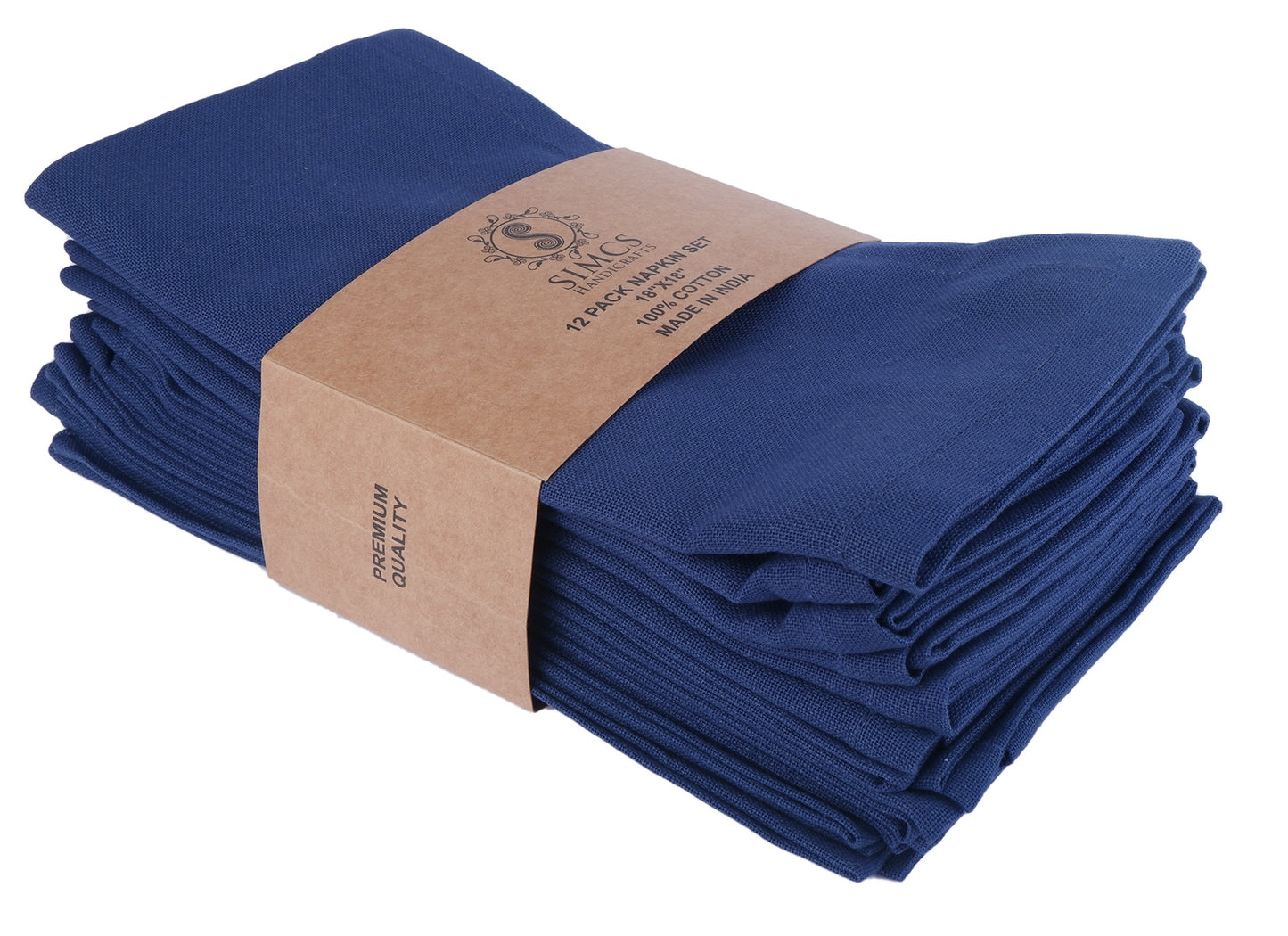 100% Everyday Use Cotton Cloth Dinner Napkins Set Of 12-Solid Navy Blue 18 X 18 Inche