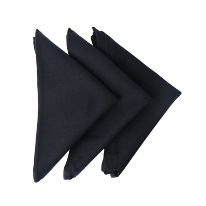 100% Pure Cotton Dinner Napkins Set of 12 - Solid Black 18 x 18 Inches Size