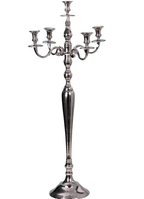 40 INCH OR 3 Foot Tall Floor 5 arm Candlestick Candelabra in Silver