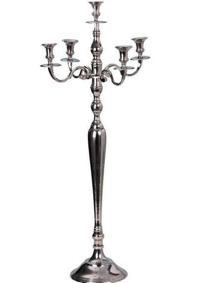 40 INCH OR 3 Foot Tall Floor 5 arm Candlestick Candelabra in Silver