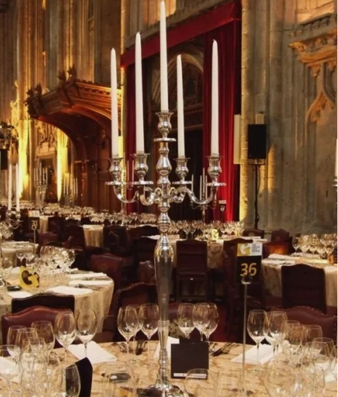 40 INCH OR 3 Foot Tall Floor 5 arm Candlestick Candelabra in Silver