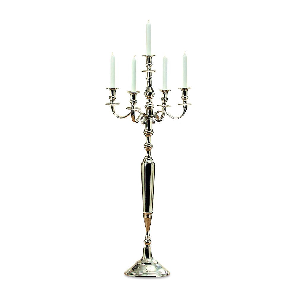 40 INCH OR 3 Foot Tall Floor 5 arm Candlestick Candelabra in Silver