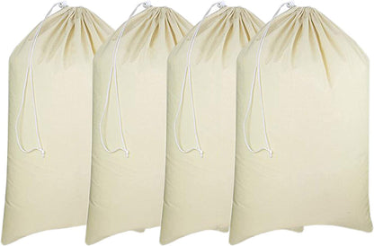 Pure Cotton Washable Laundry Bags Large Size 28" x 36" Inches Set Of 2 and 4 Piece Options